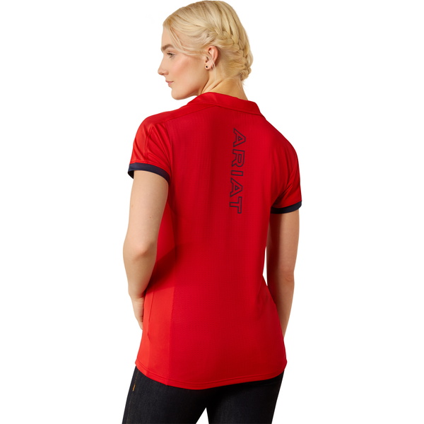 2025 Ariat Womens Bandera Team 1/4 Zip Short Sleeve Polo Shirt 10058542 - Weg Redt